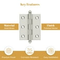 thumbnail image 3 of CH2520U14 2-1/2" x 2" Hinge; with Ball Tips; Bright Nickel Finish, 3 of 5