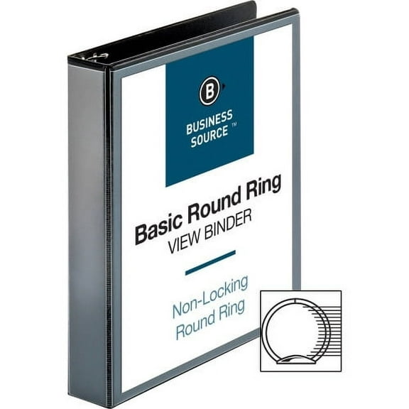 Business Source, BSN09954, Round-ring View Binder, 1 Each, Black