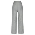 thumbnail image 5 of Sakmal Relaxed Fit Pants for Women Chinos Casual Cotton Linen Wide Leg Striped Gray High Waisted Full Length Pants, 5 of 6