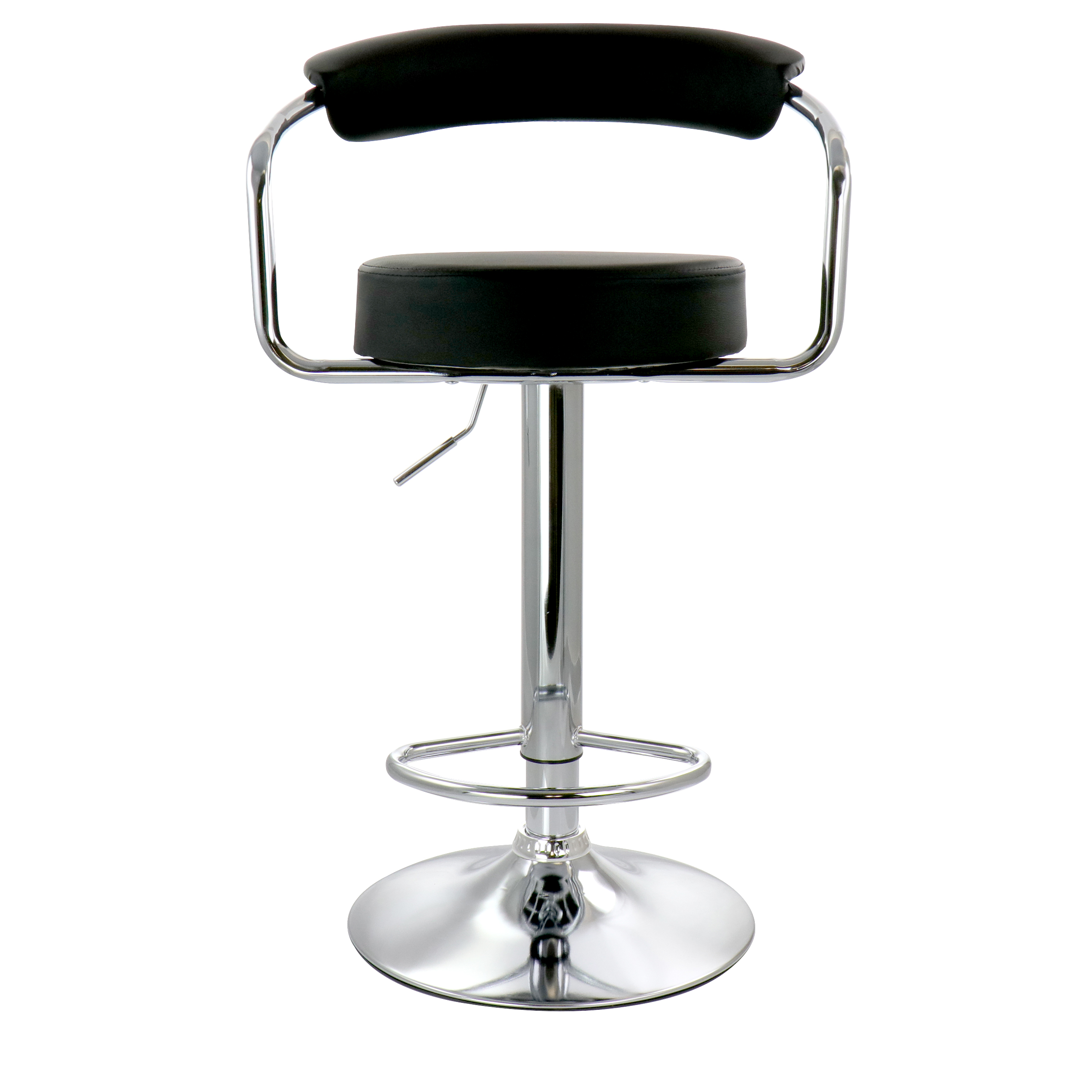Elama Bar Stool with Adjustable Height & Swivel, Black and Chrome, Set of 2