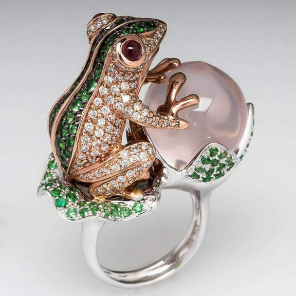 Women's Fashion Frog Golden Toad Bead Ring
