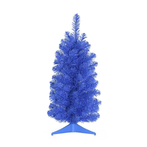 Perfect Holiday 2' Noble Fir Pencil Tree 93 Tip Ice Blue Christmas Tree Dia 12" with Plastic Stand