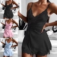 thumbnail image 3 of Women Sleepwear Silk Satin Lace Robe Dress Nightdress Ladies, 3 of 5