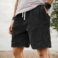 thumbnail image 2 of Krdevn Men's Casual Corduroy Shorts Vintage Embroidery Lightweight Summer Shorts with Drawstring Comfortable Relaxed Fit,Color: Black Size: M, 2 of 4