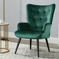 thumbnail image 4 of Furniliving Modern Accent Chair Upholstered Velvet Tufted Button Wingback Chair,Teal, 4 of 10