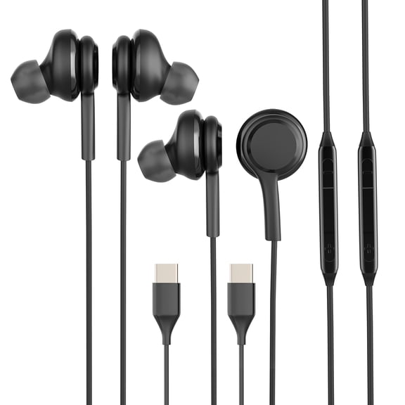 USB C Jack Headphone with Microphone(2Pack) Noise Cancelling Headset Type C Wired Earbud Compatible for S22 S23 S9 Ultra