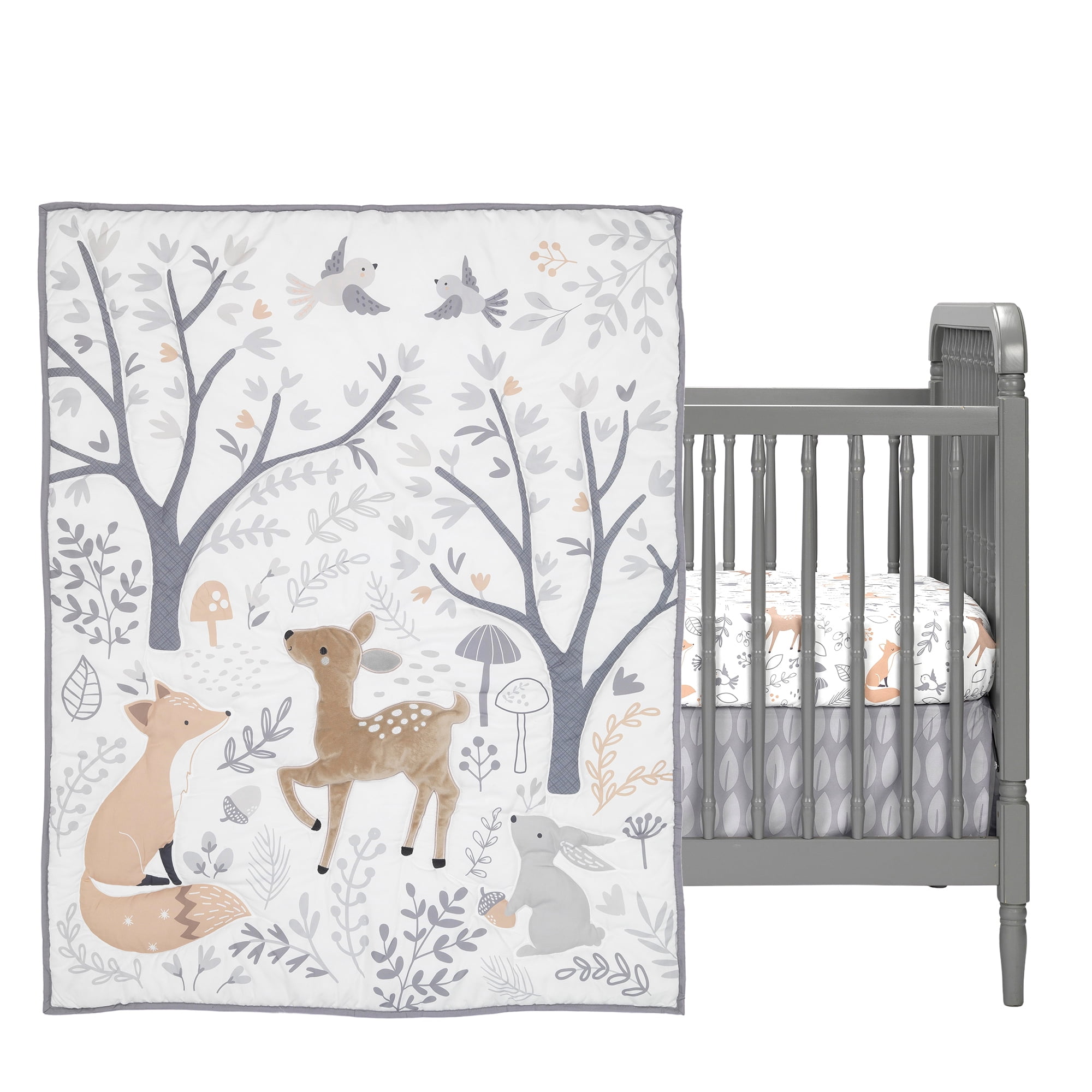 Bedtime Originals Deer Park 3-Piece Crib Bedding Set - Gray, Animals, Woodland