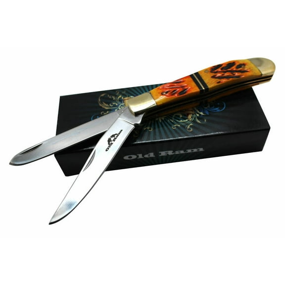 Old Ram Collection Everyday Carry Manual Folding Trapper Knife w/Smooth Resin