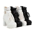 thumbnail image 5 of Botas cortas de primavera, otoño e invierno, para mujer, tacón alto, tacón grueso, con cordones, 5 of 5