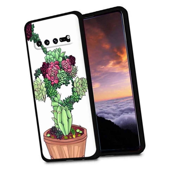 Compatible with Samsung Galaxy S10 Phone Case, succulents-plants-0 Case Silicone Protective for Teen Girl Boy Case for Samsung Galaxy S10