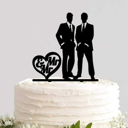 Custom Gay Wedding Cake Topper Durable Cake Insert Groom And Groom Funny Cake Décor for Gay Wedding Engagement Theme Party Decor Best Wedding Gift for Gay Couple Men