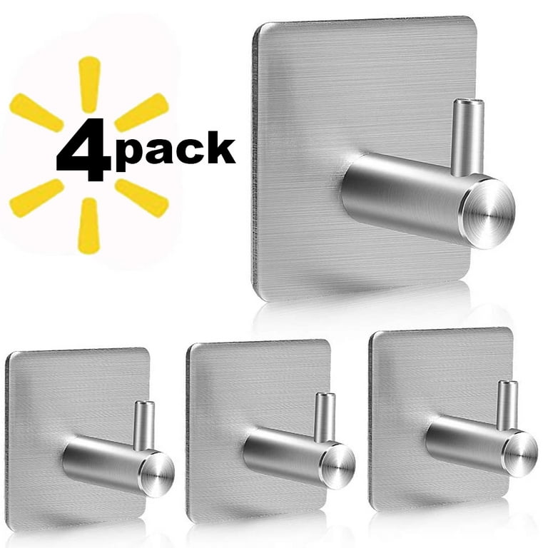 Adhesive Hooks,black Stainless Steel Self Adhesive Bathroom Towel Hooks  Heavy Duty Waterproof Kitchen Shower Wall Sticky Hooks Without Nails For  Robe