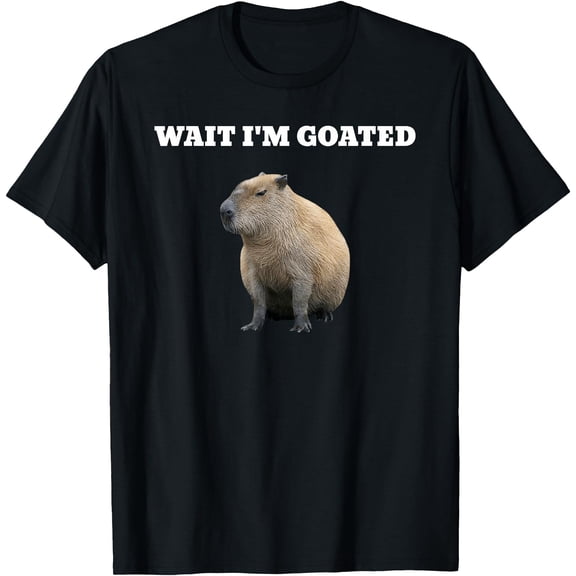 Wait I'm Goated Capybara Meme T-Shirt,Black
