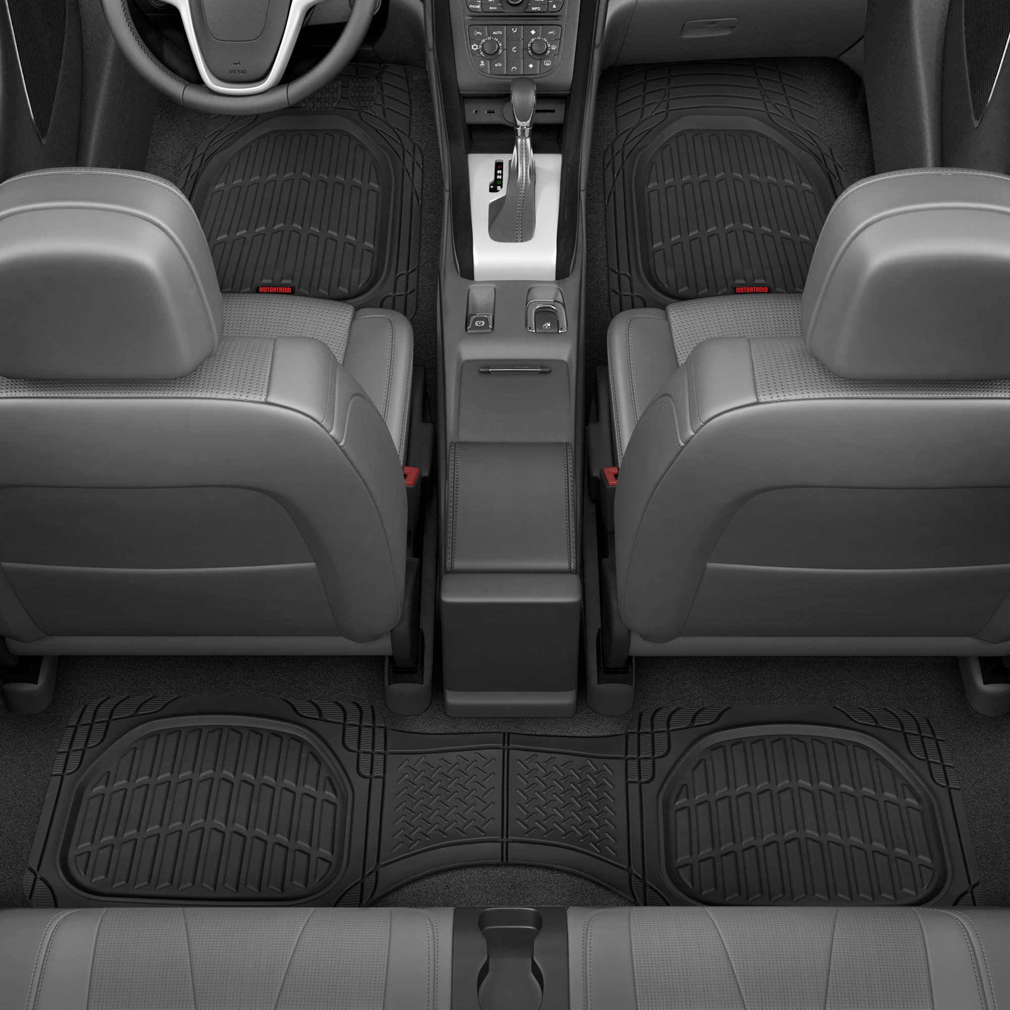 Motor Trend FlexTough Black Rubber Floor Mats with Trunk Cargo Liner photo 3