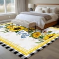 thumbnail image 4 of Large Area Rugs for Living Room Bedroom, Sunflower 6'x9' Rug Washable Carpet Runner Indoor Outdoor, Yellow Flowers Black White Plaid Farmhouse Botanical Non Slip Floor Mats Rug for Kitchen, Playroom, 4 of 8