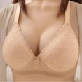 thumbnail image 2 of Penkiiy Women Bras Fixed Cup Comfortable Small Chest Gathered Lace Without Steel Ring Bra Khaki Bras, 2 of 5
