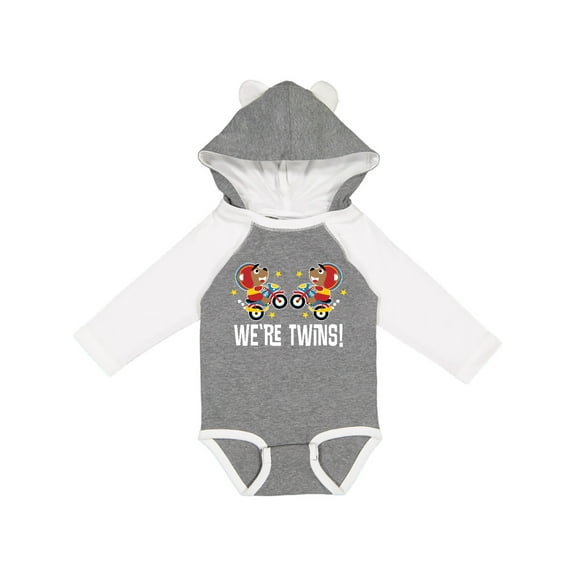 Inktastic Twin Boy Motorcycle Bear Boys Long Sleeve Baby Bodysuit