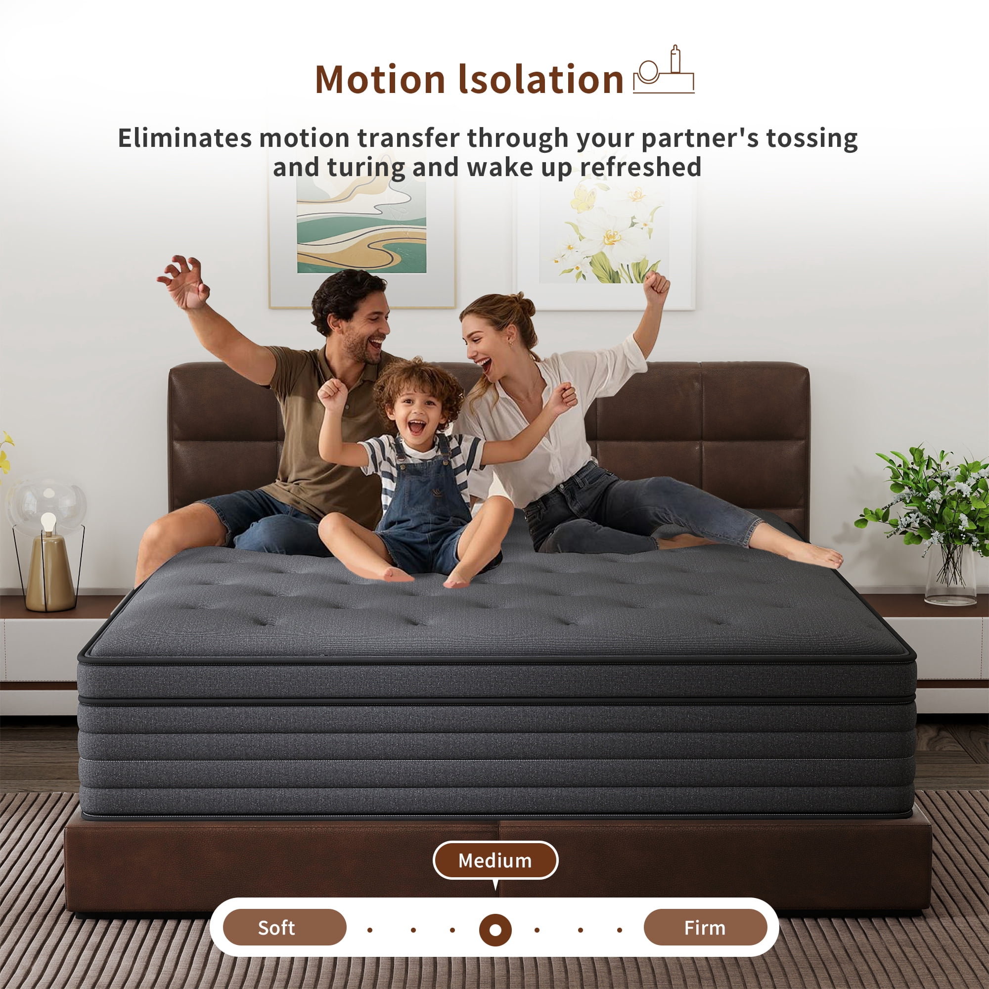 Abunitt 12 inch Full Mattress in a Box, Hybrid Gel Memory Foam with Individually Wrapped Pocket Coils, Medium Firm, Pressure Relief, Cooling Sleep Support for Adult
