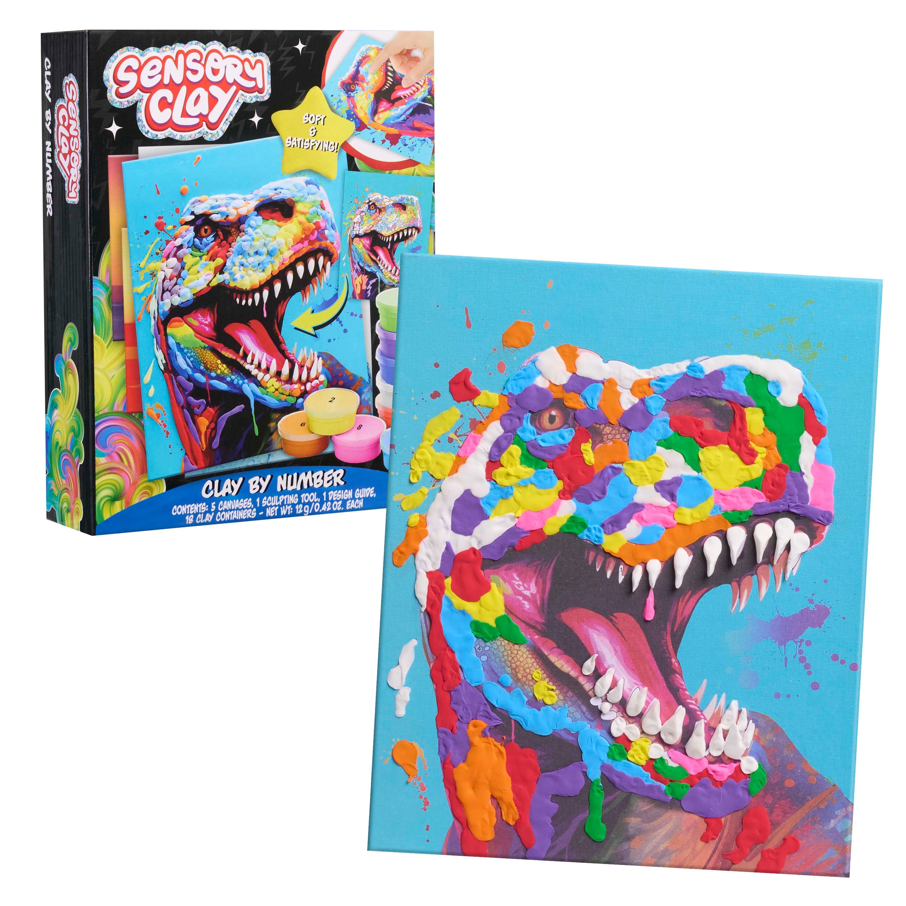 (3 pack) Sensory Clay by Number Dinosaur & Friends