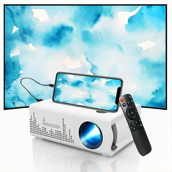 Compact Home Theater Projector | Native 720P, Full HD Compatible | Built-in Speaker, Remote Control | Multi-Device Compatible with Android/iOS/Windows/PS5/Xbox