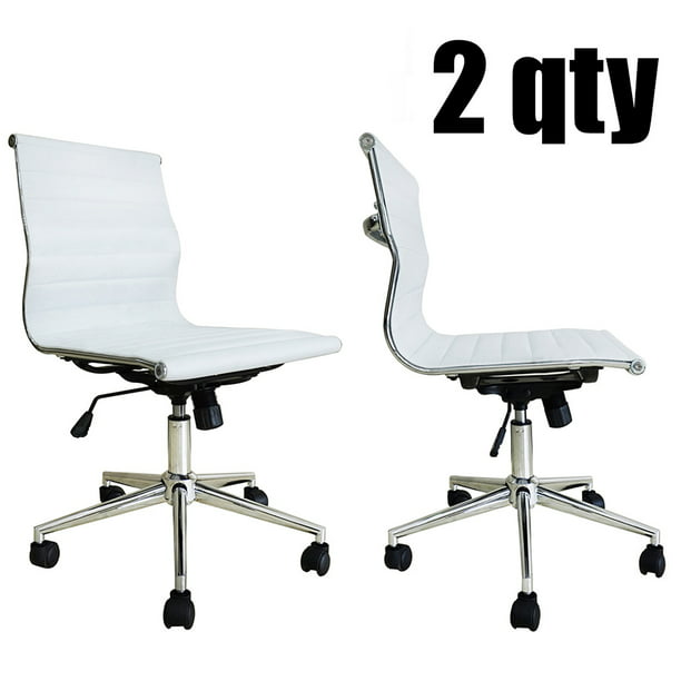 2xhome Set Of 2 White Office Chair, Armless Ergonomic Office Chair