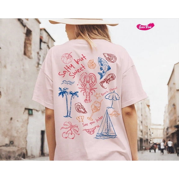 Salty but Sweet, Retro Summer Shirt, Coastal Shirt, Summer Vibes Shirt, Beach, Aesthetic Summer, Sea Food PNG, lobster t-shirt TH240549