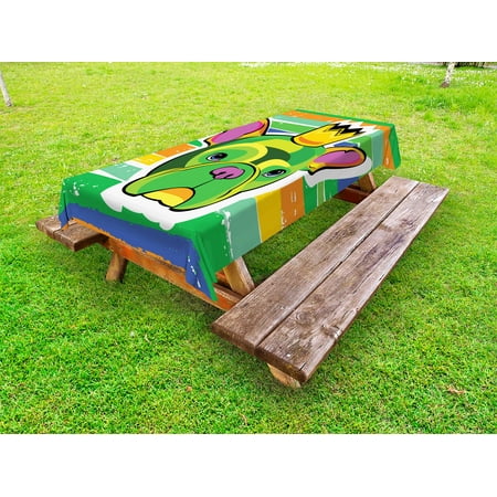 

Bulldog Outdoor Tablecloth Green French Bulldog Head with a Crown on Colorful Grunge Brushstrokes Art Print Decorative Washable Fabric Picnic Table Cloth 58 X 84 Inches Multicolor by Ambesonne