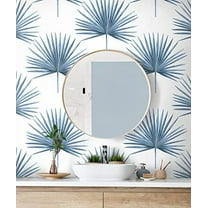 NextWall Harry & Grace Pacific Palm Coastal Peel and Stick Wallpaper (Coastal Blue)