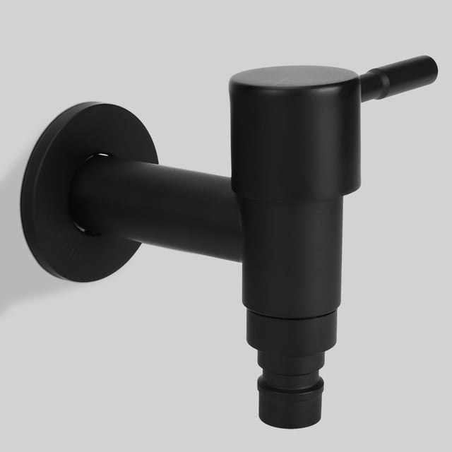 Robinet de Machine à Laver en Acier Inoxydable Noir Rapide Simple Froid pour la Maison Filetage Mâle G1/2 Po Robinet de Machine à Laver Court Noir Filetage Mâle G1/2 Po