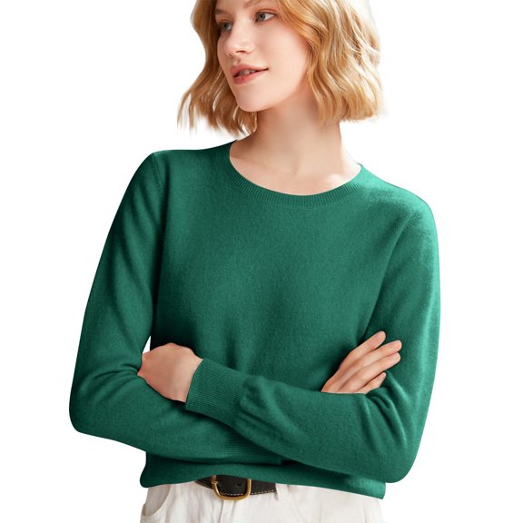 Sweaters for Women Long Sleeve Crew Neck Soft Warm Pullover Tops Lightweight Wool Knit Sweater,M