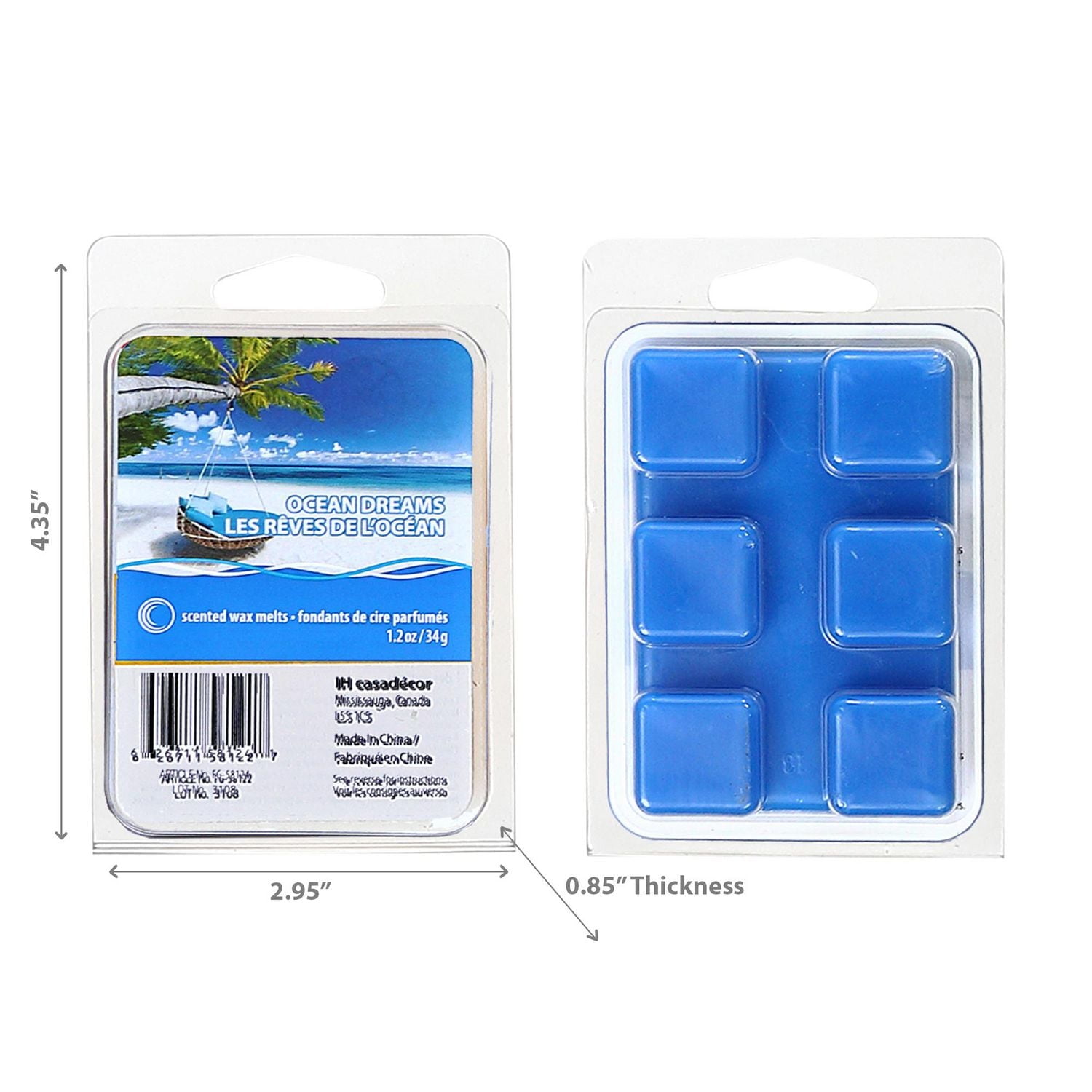 IH Casa Decor 6Pk Scented Wax Melts Ocean Dreams - Set of 4