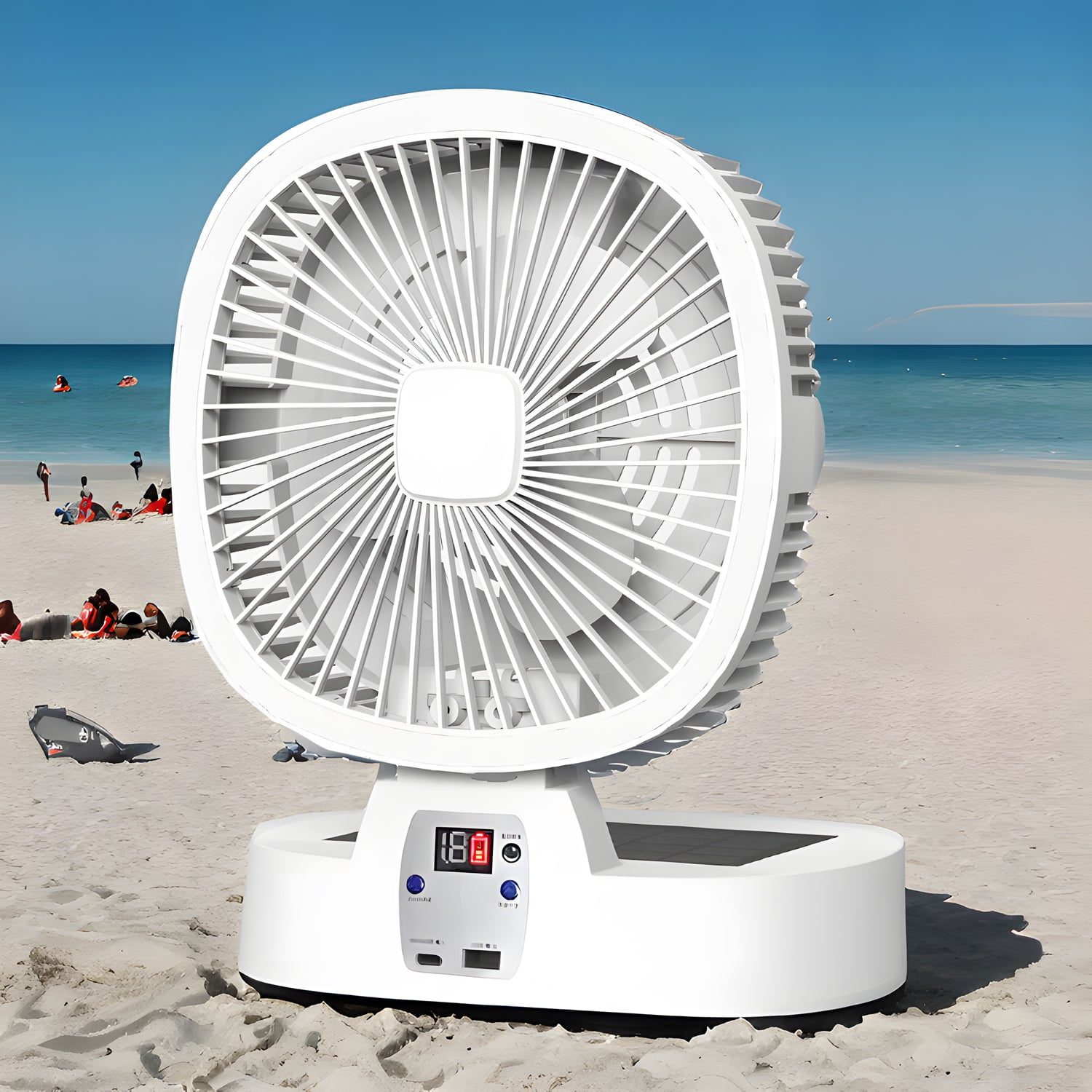 Solar Fan,Outdoor Camping Fan Portable, Battery Operated Rechargeable Tent Fan,5 Speed,Desk Cooling Personal Fans for Picnic, Hurricane, Fishing, Travel, Worksite