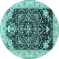 thumbnail image 1 of Ahgly Company Indoor Round Persian Turquoise Blue Traditional Area Rugs, 4' Round, 1 of 4