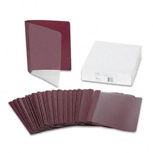 Coated Paper Report Cover Tang Clip Letter 1/2 Capacity Clear/Red 25