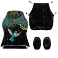 thumbnail image 5 of SCRAWLGOD Hummingbird Floral Print Cyan Black 4 PCS Gaming Chair Covers Slipcovers with Armrest Covers, Stretch Game Computer Office Desk Chair Cover Protector,Rotating Armchair Covers, 5 of 7