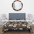 thumbnail image 3 of Designart "Whimsical Garden In Bohemian Style I" Black Floral Bedding Covert Set - Cottage Bed Set With 1 Sham, 3 of 5