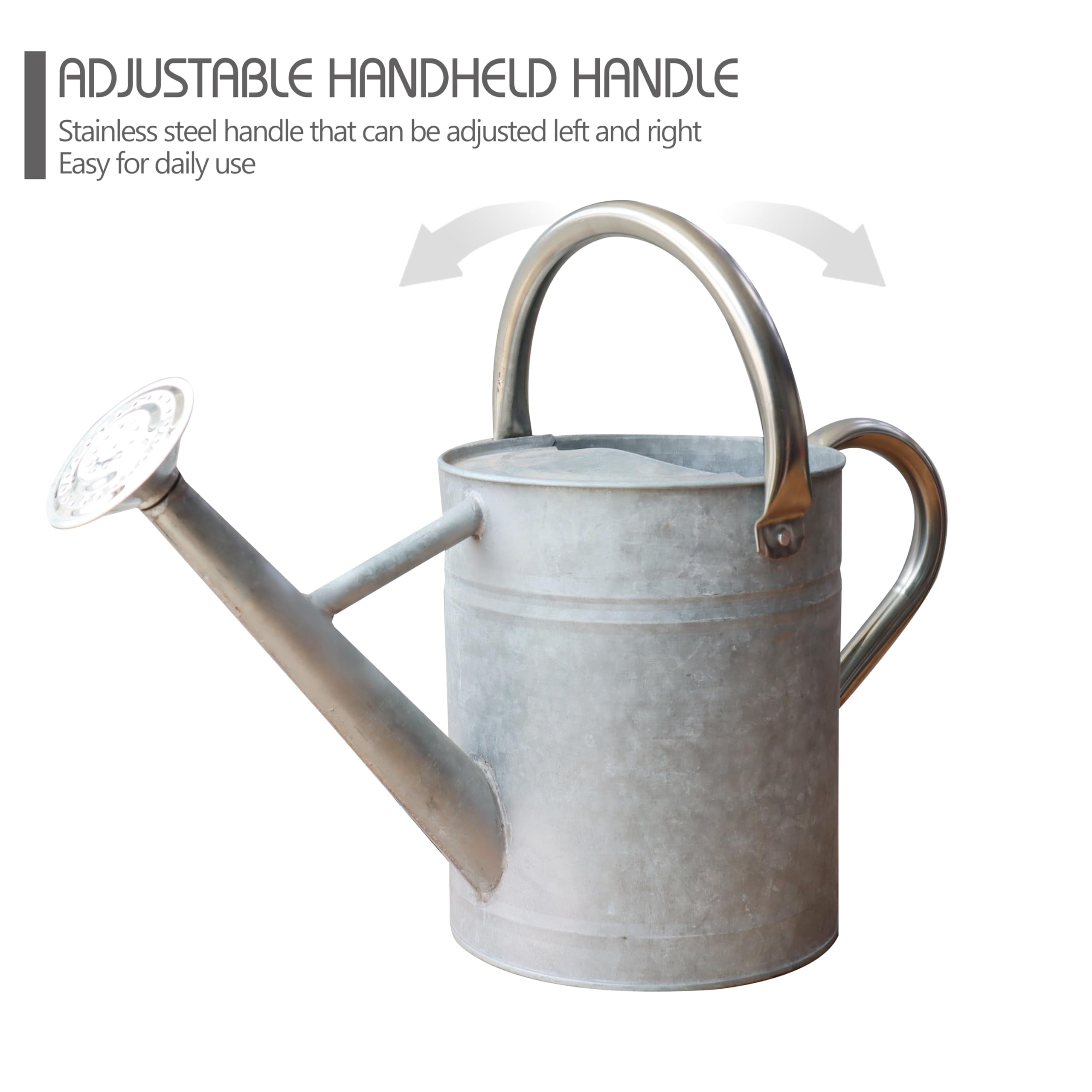 Metal Watering Can for Outdoor and Indoor Plants, Watering Can Decor, 1 Gallon - 004 ZINC STAINLESS STEEL HANDLE
