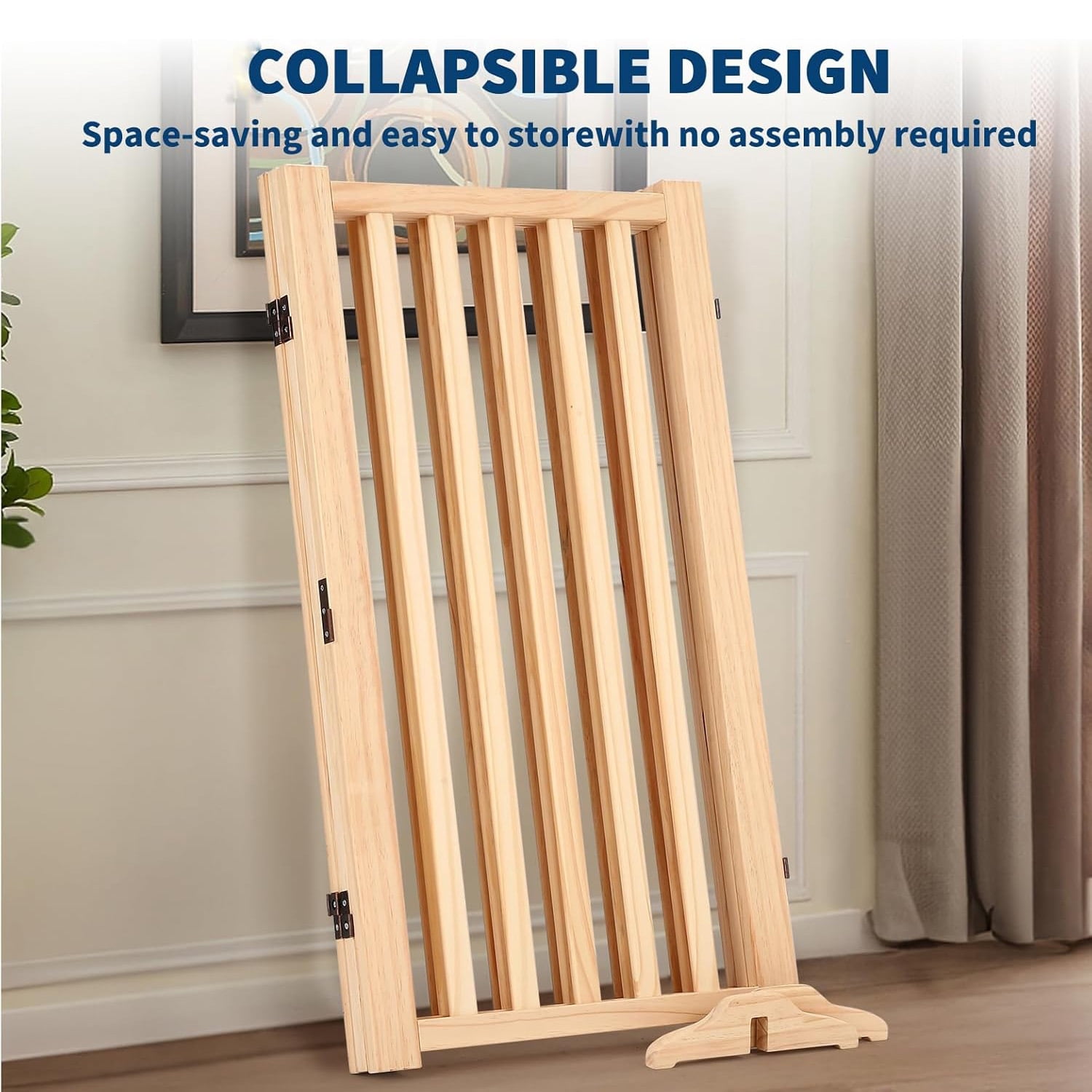 Roromall Wooden Freestanding Dog Gate, Foldable Pet Gate with Support Feet, Indoor Dog Fence for House, Doorways, Stairs, Expandable Pet Fence -3 Panel, 36"H