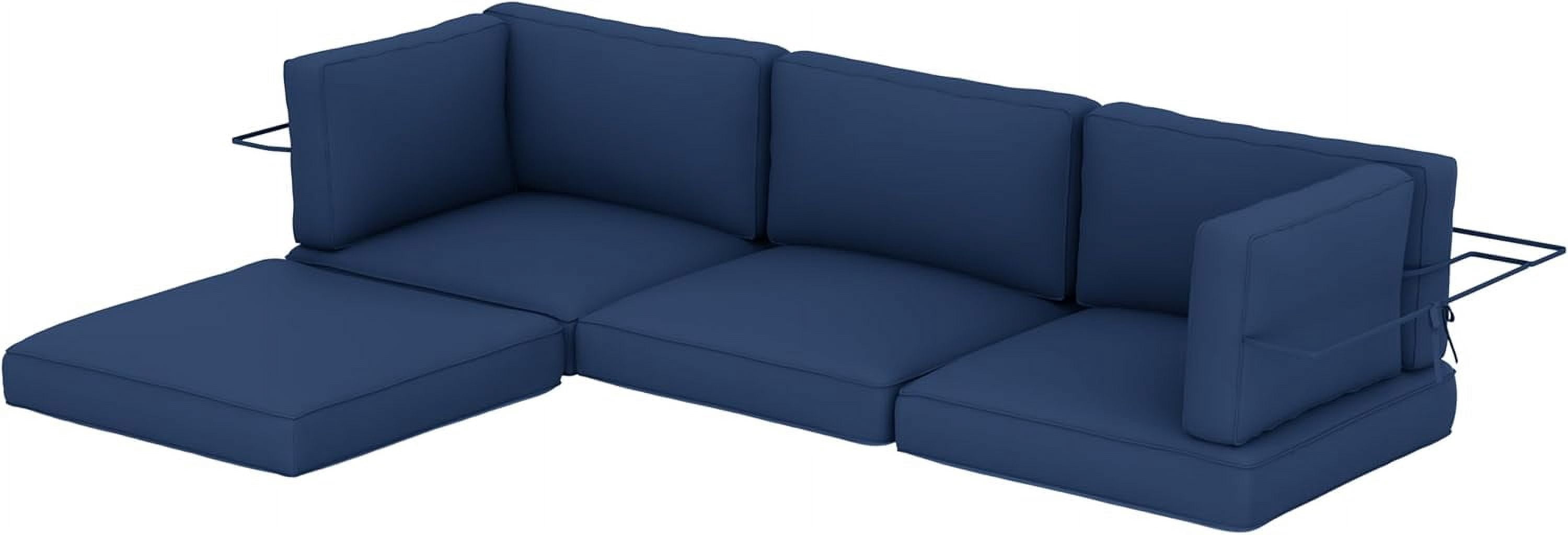 SUNCROWN 9 Piece Patio Furniture Cushions, Replacement Outdoor Cushions for 4-Seat Patio Couch, Cushions for Outdoor Sectional Sofa, Blue