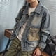 thumbnail image 4 of Chaqueta vaquera con bolsillos azules para hombre, con botones, para otoño, de lujo, informal, de una pieza, talla grande, vaquera, talla L, lavada en Corea, 4 of 5