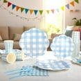 thumbnail image 6 of AUR 192 Pcs Blue Gingham Paper Plates And Napkins Set Party Supplies - For 24 Guests Paper Plates And Napkins Knives Spoons Forks Cups - For Baby Shower Bridal Shower Wedding, 6 of 16