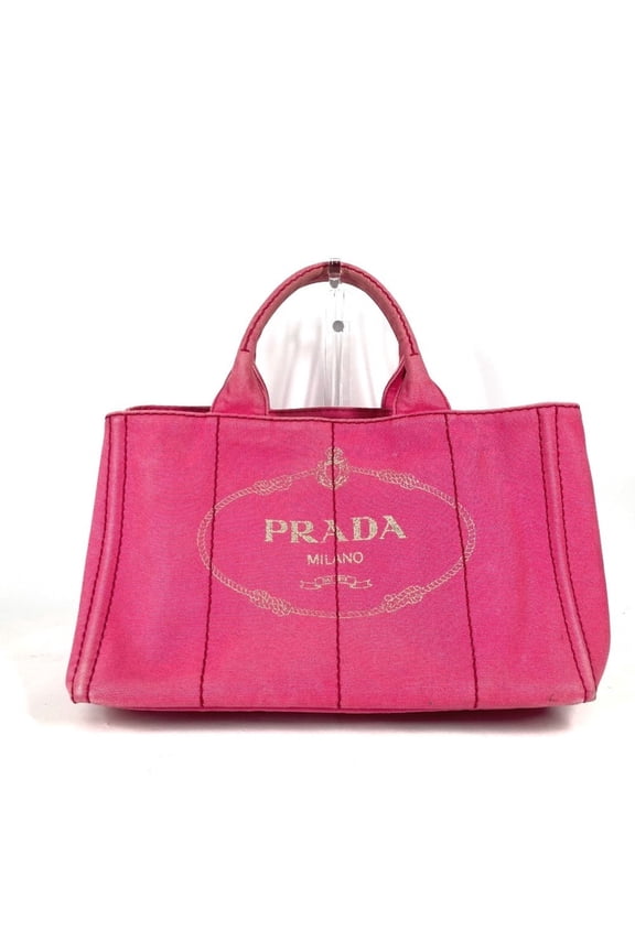 Pre-Owned PRADA Prada Canapa Logo Bag Shoulder Tote Canvas Women's Pink (Fair)