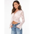 thumbnail image 3 of Celebrity Pink Women's Bell Sleeve Lace Top, Sizes XS-XXXL, 3 of 8