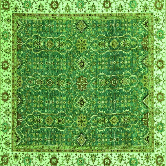 Ahgly Company Indoor Square Oriental Green Traditional Area Rugs, 4' Square