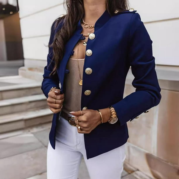 Blazer Elegante De Manga Larga Para Mujer, Blazer Minimalista De