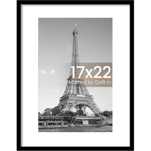 HearthHarmony 17x22 Picture Frame, Display Pictures 12x18 with Mat or 17 x 22 Without, Wall Hanging Poster Frames, Black, 1 Pack