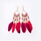 thumbnail image 4 of 5 pares de pendientes largos de plumas con flecos en V con cuentas Boho borla Long Dr JM, 4 of 5