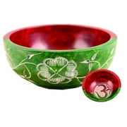 Red and Green OM Hand Carved Stone Smudge Bowl | 4" inch | For Smudging Herbs Palo Santo Sage | Ritual Altar Spell Bowl