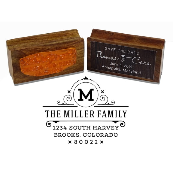 Printtoo Round Custom Family Address Return Rubber Stamp Wood Mounted Personalized Wedding Invitation Idea