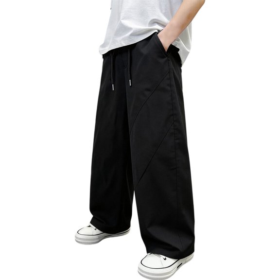 XIYNBAOK Boys Baggy Cargo Pants Trendy Oversized Parachute Pants Casual Loose Harem Joggers with Pockets Wide Leg Hiking Trousers Streetwear